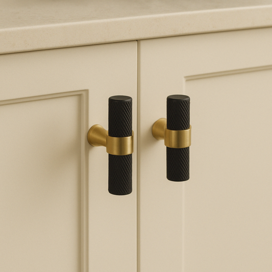 Fiza T-Bar Black and Brass Cabinet T-Bar