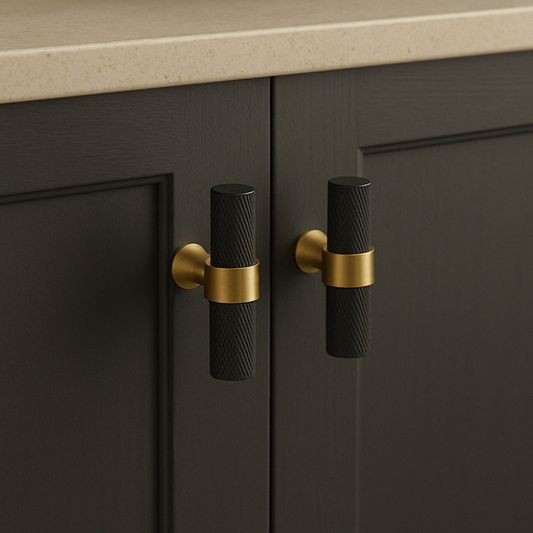 Fiza T-Bar Black and Brass Cabinet T-Bar