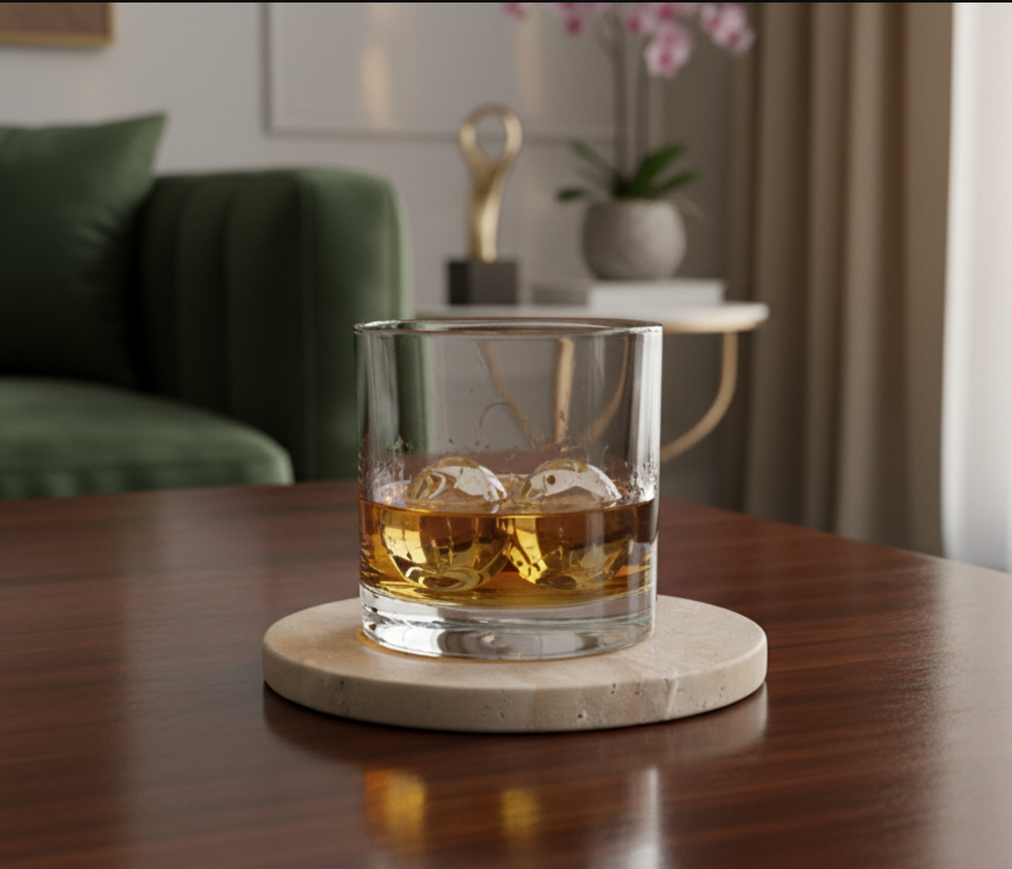 Halo Round Travertine Coaster