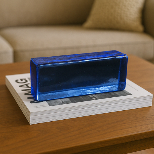 Harts Blue Glass Table Weight Brick