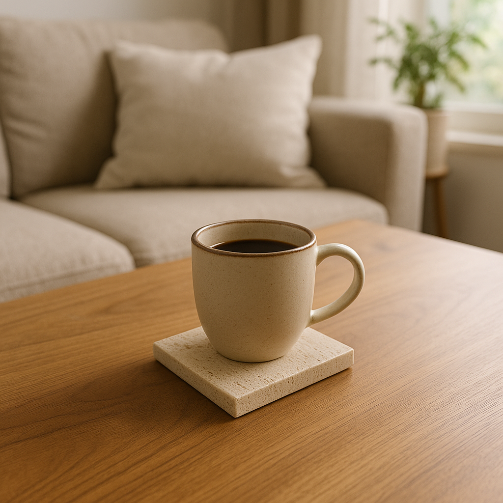 Elegance Square Travertine Coaster