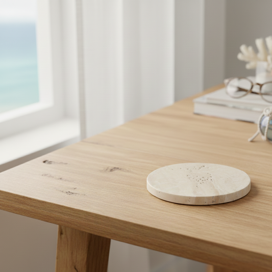 Halo Round Travertine Coaster