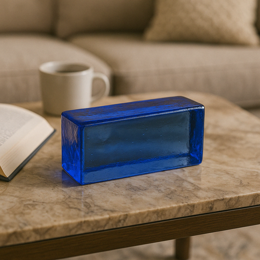Harts Blue Glass Table Weight Brick