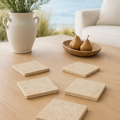 Elegance Square Travertine Coaster